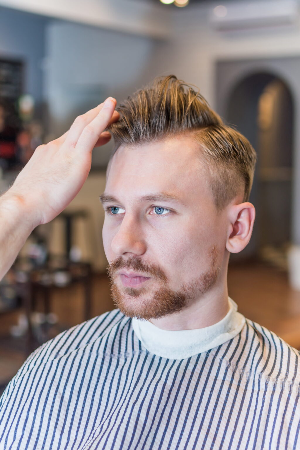 portrait man barbershop with classic styling