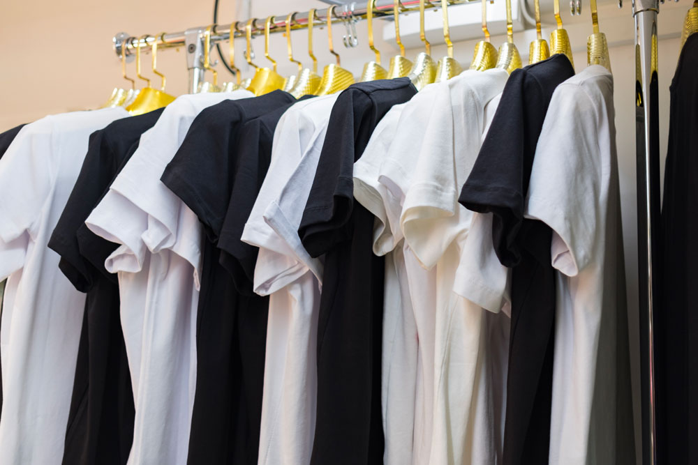 close up collection black white color monochrome t shirt hanging clothes hanger 2